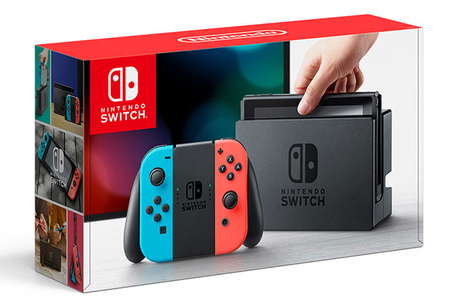 Nintendo Switch With Neon Blue And Neon Red Joy-Con