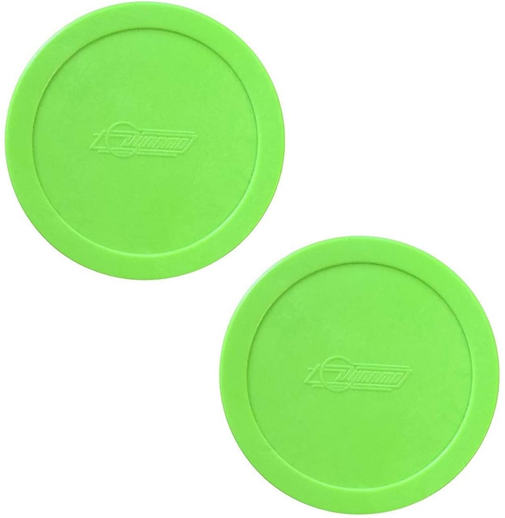 2 Florescent Green 3.25 Inch Dynamo Air Hockey Pucks