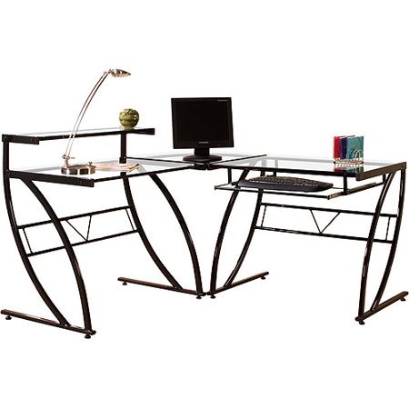 Z-Line Belaire Glass L-Shaped Computer Desk